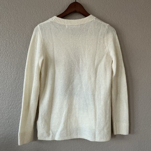 Woolrich Ivory Polar Bear Wool Blend Sweater Women's XS Pullover Knit Red Hat - Picture 3 of 12